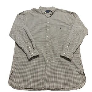 Ralph Lauren Mens XLT Tall Green Plaid Button Up Shirt Long Sleeve Casual Cotton